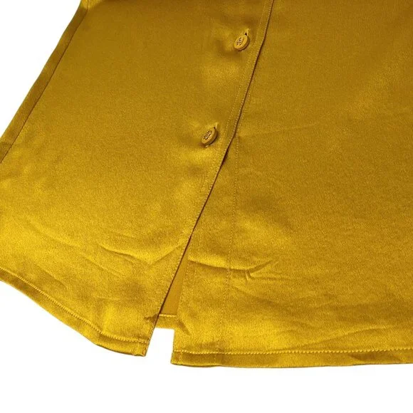 CHANEL トップス CHANEL Vintage CC Logo Shirt Top Button Up Pocket Yellow Gold Silk